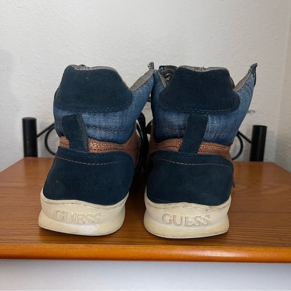 Men's Guess Denim Leather High Top Shoes size 11.5M - Picture 6 of 7